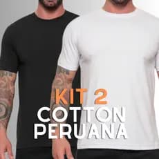 Kit 2 Camisetas Masculina Peruana Cotton com Elastano