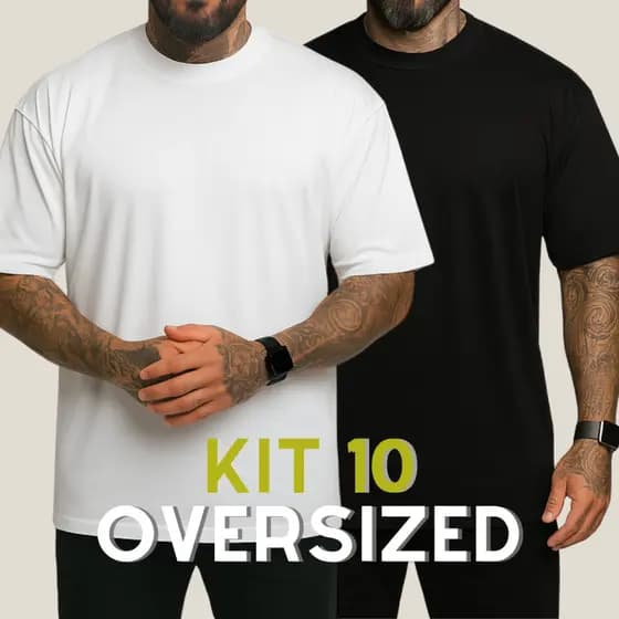 KIT 10 Camisetas Lisas Oversized Masculina Streetwear 100% Algodão