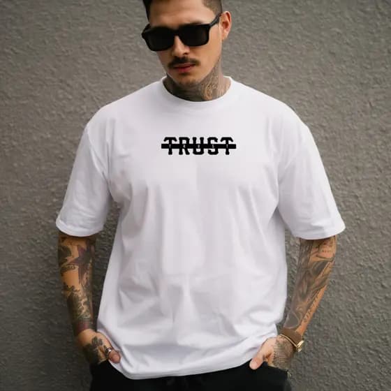 Camiseta Masculina Oversized Streetwear Trust 100% Algodão CS