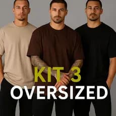 Kit 3 Camiseta Oversized Masculina Lisas 100% Algodao