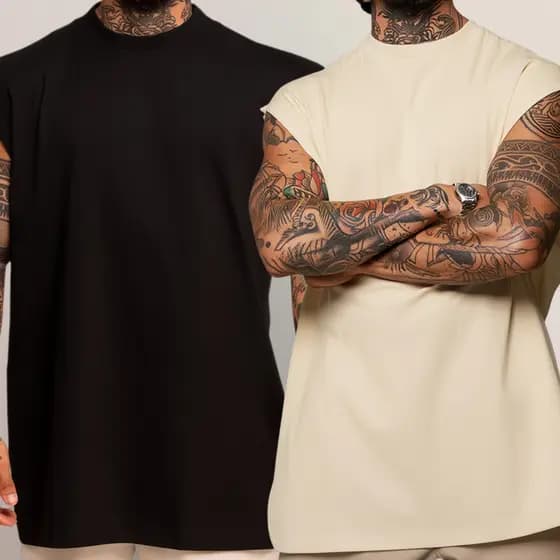 Kit 2 Camiseta Regata oversized lisa para treino academia 100% algodão