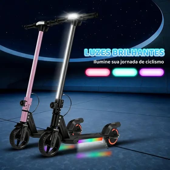 Patinete Elétrico Infantil BAKA SPORTS 200W 6.5" Children Scooter com Luzes LED 16KM/H Capacidade de carga 100KG