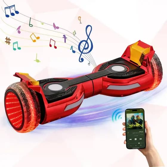 BAKA SPORTS Hoverboad D44 Overboard Skate Elétrico 6.5“ 800W com luz LED e Bluetooth caixa Para Crianças de 6 a 12 Anos