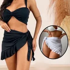 Saia Saída de Praia Pareo Curta Babado Verão Moda Feminina／A11