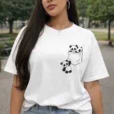 Camiseta Oversized T-Shirt Estampada Feminina Academia Corte Reto Ombro Caído Urban Fashion Panda