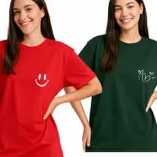 Kit 2 Camisetas Feminina Coração 100% Algodão de Academia Casual Treino Blusão Larga Streetwear
