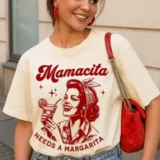Camiseta Feminina 100%Algodão Retro T Shirt Frente Costa Blogueira Mamacita Anos 50 Rockabilly Rocky