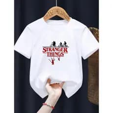 Camiseta Infantil Blusa Juvenil Stranger Things Demogorgon – Camisa Estampa Personagens Desenho Filme Unissex