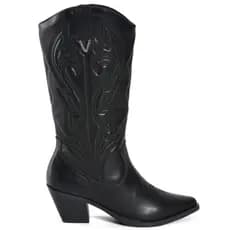Bota Via Marte Western Cano Alto 257-009 Feminina Preto