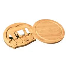Kit 4 Facas Para Queijo Conjunto Bambu: Suporte E Tábua