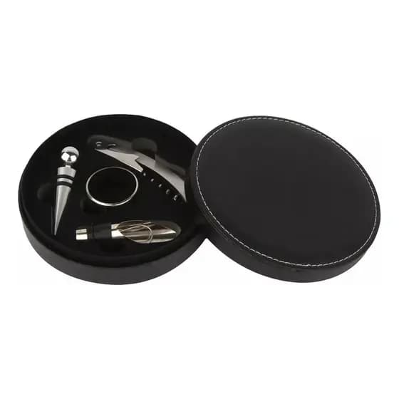 Kit Vinho Acessórios Em Case De Couro Sintético