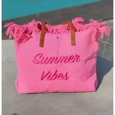 Bolsa tote estilosa para praia com franjas e letras bordadas estilosas de grande capacidade