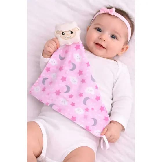 Naninha Para Bebê Com Porta Chupeta Antialérgico - Naninha De Bichinhos de Pelúcia - Ovelha Fofinha