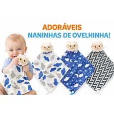Naninha Com Prendedor de Chupeta Menino Bichinhos para Bebê Ovelha
