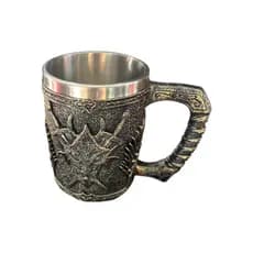 CANECA  MEDIEVAL ARTESANAL ESTILO VIKING 3D EM RESINA BARRIL - ESCUDO PARA BEBIDAS