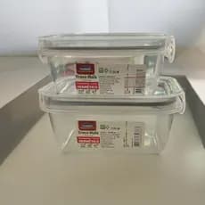 CONJUTO 2 POTES HERMÉTICOS COM TRAVAS  PARA MARMITA / LANCHEIRA 360ML E 550ML