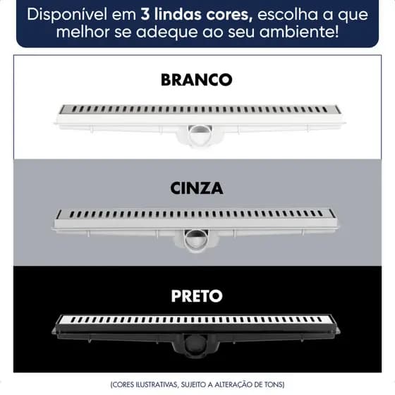 Ralo Linear Oculto Invisível 5x100  Sifonado Grelha Inox Reta Caixa Coletora Jardim Banheiro Piscina