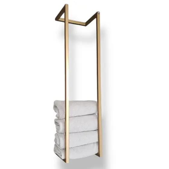 Porta Toalha de Banho Toalheiro para Parede Parafuso ou Dupla Face Dourado