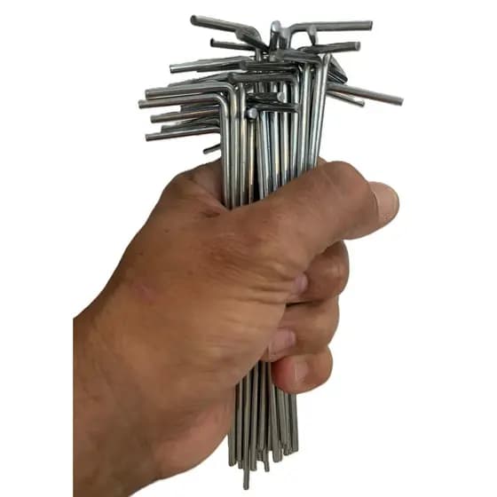 Kit 50 Estacas Espeque Pequeno Espessura 5 mm em Metal Barracas Camping Guarda-sol