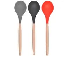 Colher para Cozinha Silicone com Cabo de Madeira 29cm