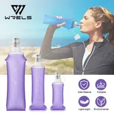 WRELS Tpu Garrafa De Água Dobrável Macia À Prova De Vazamentos Leve Adequada Para Esportes , Corrida , Viagem , Fitness