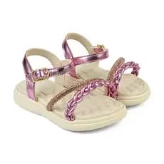 Sandália Infantil Menina Casual de Fivela Brilho Strass Leve Macia Confortável