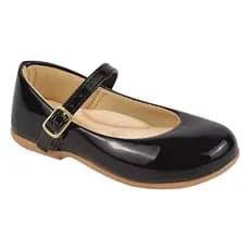 Sapatilha Infantil Menina Social Casual Preto Verniz de Fivela liso Leve Macia Confortável