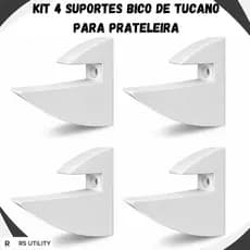 Kit 04 Suportes Bico De Tucano Para Prateleira De 15mm Suporte Invisivel We