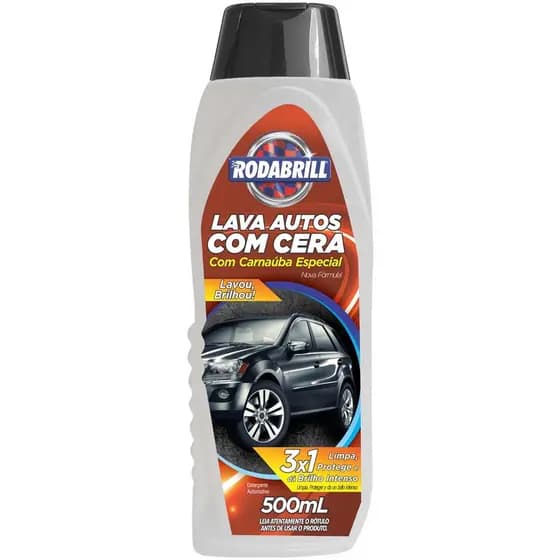 Lava Autos com Cera de Carnaúba Rodabrill 500ml Limpa e Protege a Lataria Carro