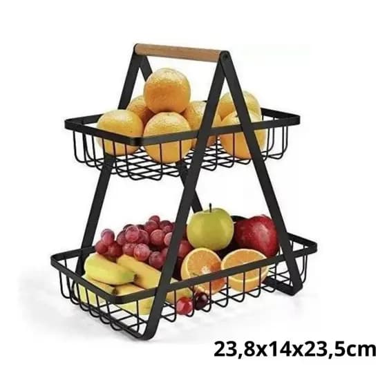 Fruteira Aramada De Mesa Resistente 23,8cm Preto