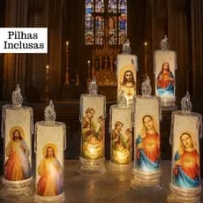 Vela Luminária Decorativa De Led Chama Viva Vários Santos