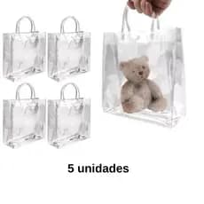 Kit Bolsa Sacola Transparente Plástico Lembrancinha Festa 25cm