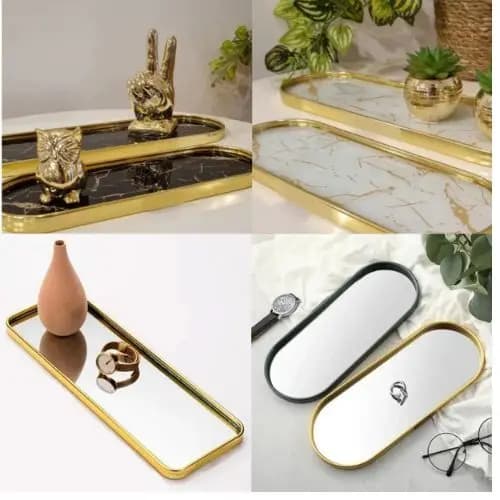 Bandeja Espelhada Decorativa Multiuso