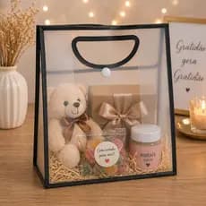 Sacola Transparente Alça Borda 24cm Lembrancinha Presente Com Botão
