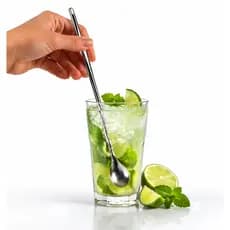 Colher Bailarina 30cm Aço Inox Para Suco Drinks Copo Alto Mistura Fácil Profissional Bar Cozinha Resistente Longa
