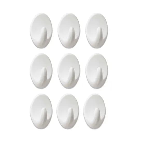 Kit 9 Ganchinhos Multiuso Plástico Super Fixação para Banheiro Cozinha Resistente Sem Furo Atacado