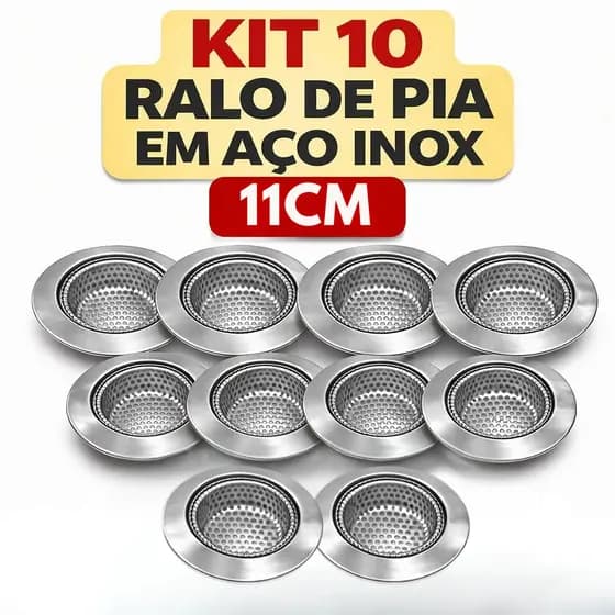 Ralo para Pia 11cm Kit 10 Unidades Cozinha Banheiro Pronta Entrega