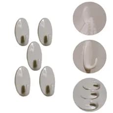 Kit 5 Gancho Multiuso até 2kg Adesivo Plástico Parede Toalha Cozinha Banheiro