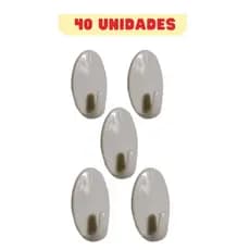 Kit 40 Ganchos Multiuso até 2kg Plástico Adesivo Banheiro Cozinha Sem Furo Alta Fixação Envio Imediato