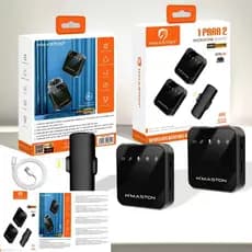 Microfone Lapela Duplo Sem Fio H'MASTON MK15 / MK16 iPhone - KIT COM 2 MICROFONES + Redução Ruído