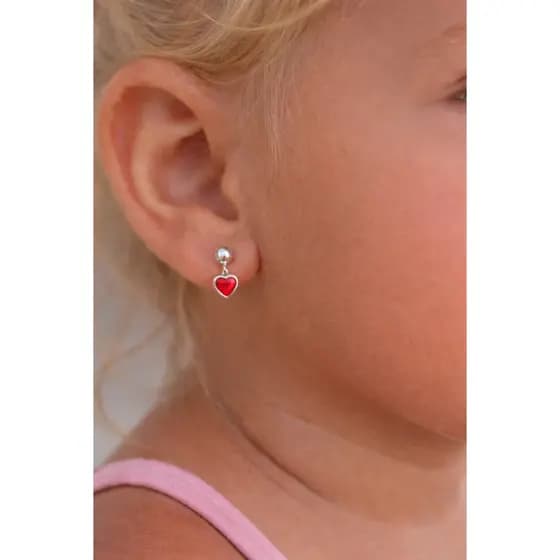 Brincos Coração Vermelho Amor Eterno Baby Em Prata S925