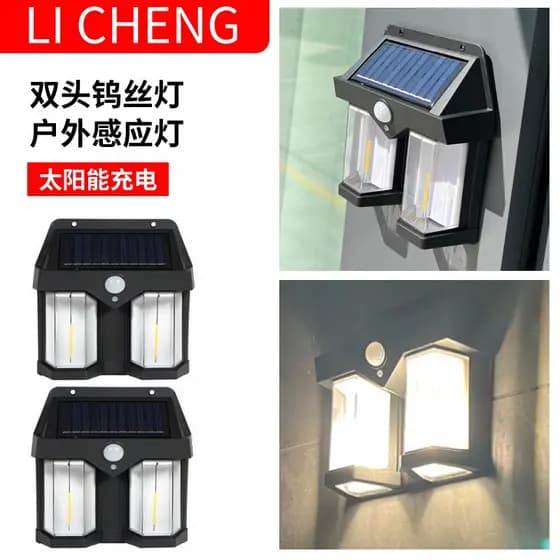 KPS Lâmpada Dupla LED Lâmpada Solar de Parede | Iluminação Luminosa Impermeável para Cima e para Baixo para Exterior | Lâmpada de Luz para Villa/Jardim/Quintal/Cerca