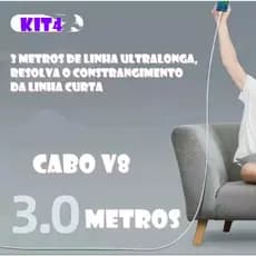 Kit4 Cabo Carregador e Dados Inova 3 Metros android v8 pano de náilon trançado