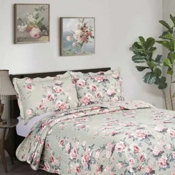Colcha Cobre Leito Boutis King 3 peças Matelado Envio Rápido