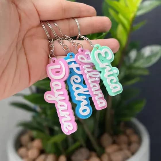 Chaveiro com nome personalizado em 3D para Mochila escolar, lembrancinha aniversário