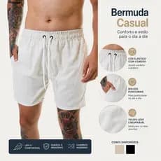 Short Masculino Mauricinho Linho Slim Casual Premium