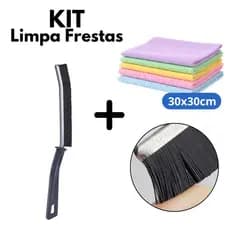 KIT Escova Limpa Canto Multiuso + Pano De Limpeza Microfibra alta Absorção