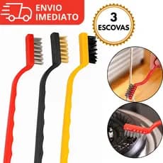 KIT Escova de Aço Para Limpeza Multiuso Aço Latão Nylon Cabo Longo Forno Grelha Fogão Utensilio