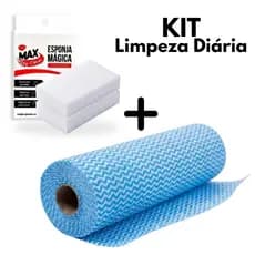 KIT Pano Picotado em Rolo 50und Multiuso 24x30cm + Esponja Mágica de Melamina Tira Manchas