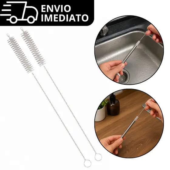 Escova Flexível em Inox 20cm para Limpeza de Canudo e Tubo Escovinha de Metal Multiuso